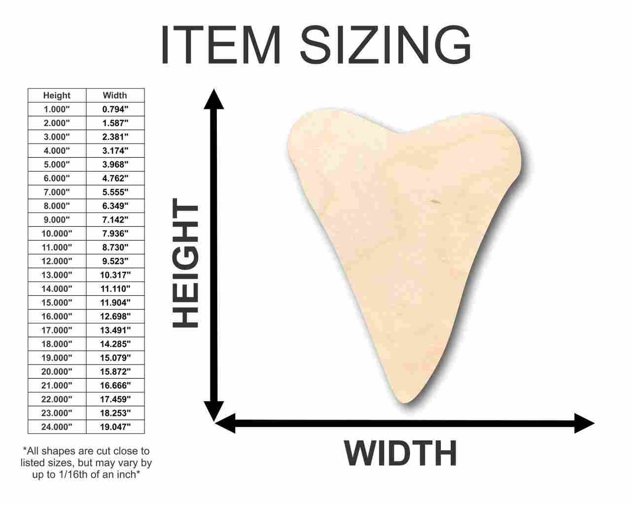 Unfinished Wood Shark Tooth Shape - Ocean - Beach - Nursery - Craft - up to 46" DIY